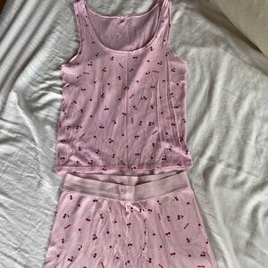 Skims Cotton Rib Tank and Shorts set Cherry print size medium
